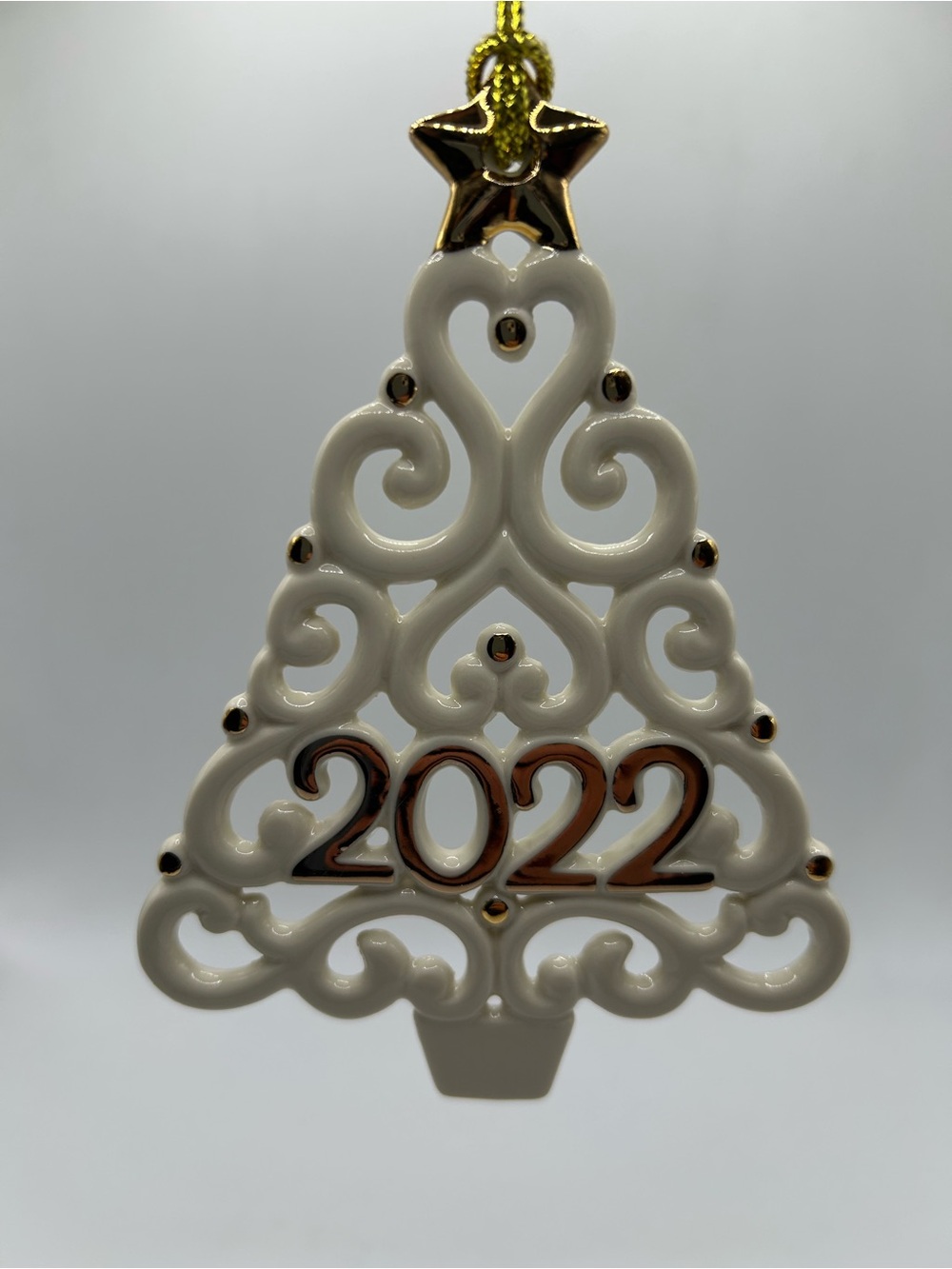 NEW Lenox 2022 Ceramic Tree Ornament with Gold Accents